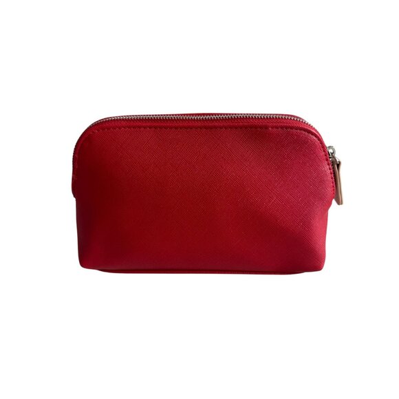BRICS Red Leather Travel Cosmetic Makeup Toiletry Bag - Picture 4 of 8
